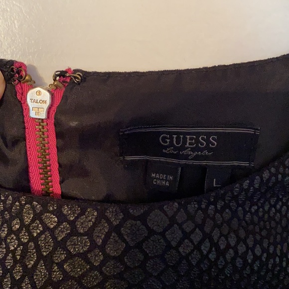 GUESS FAUX LEATHER/SNAKE SKIN PEPLUM TOP - Picture 5 of 5